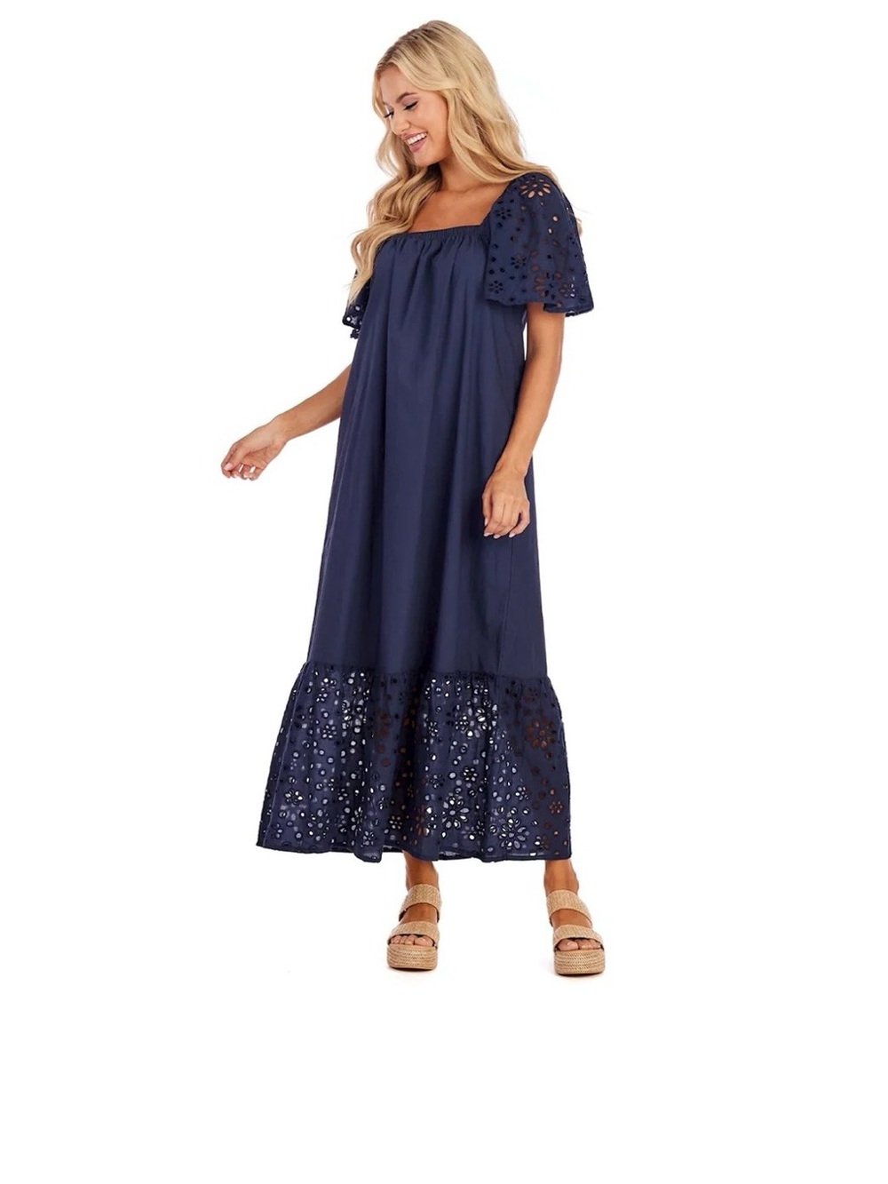 Mud Pie Navy Cotton Scoop Neck Top